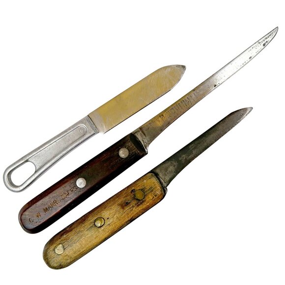 Vintage Utility Knife Trio – Dexter 1376, U.S. Mess Kit, Handmade Full Tang - Picture 2 of 6